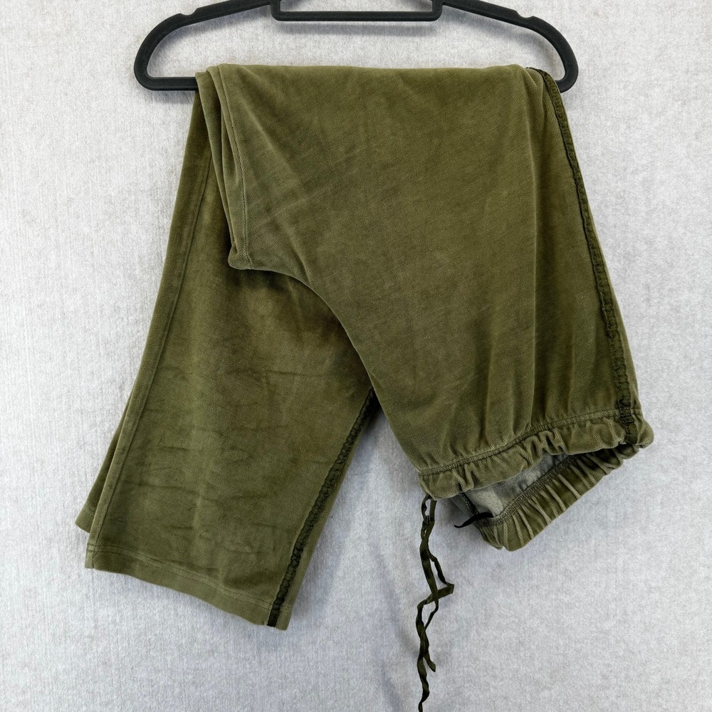 Jane Ashley Womens Large Velour Lounge Pants Olive Green Side Trim Drawstring